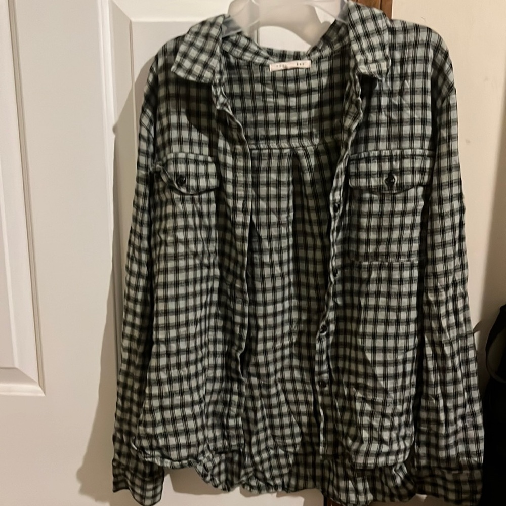 Adult M green flannel